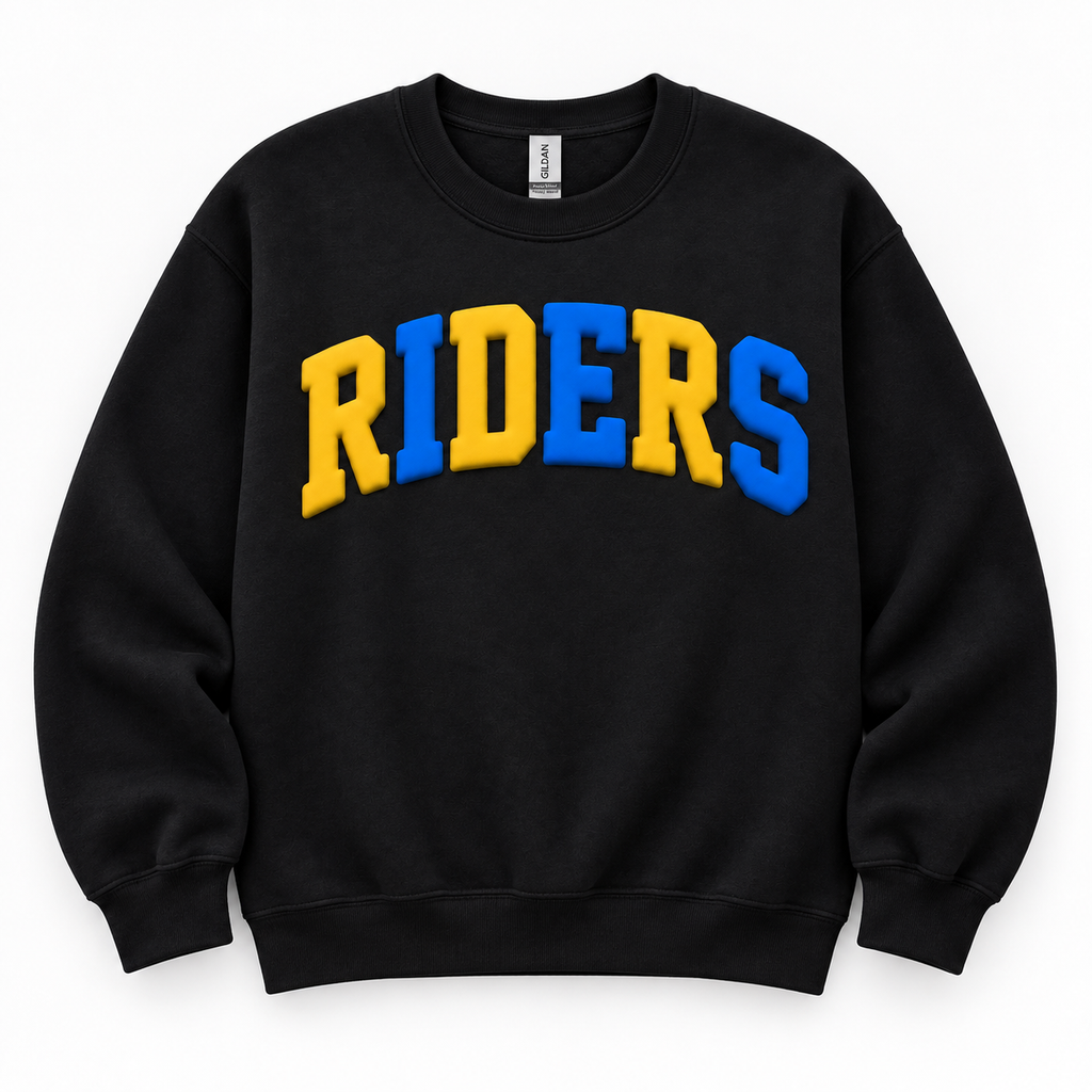 RIDERS Blue Gold Alternating Puff Crewneck Sweatshirt