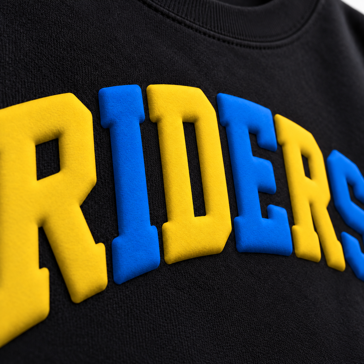 RIDERS Blue Gold Alternating Puff Crewneck Sweatshirt