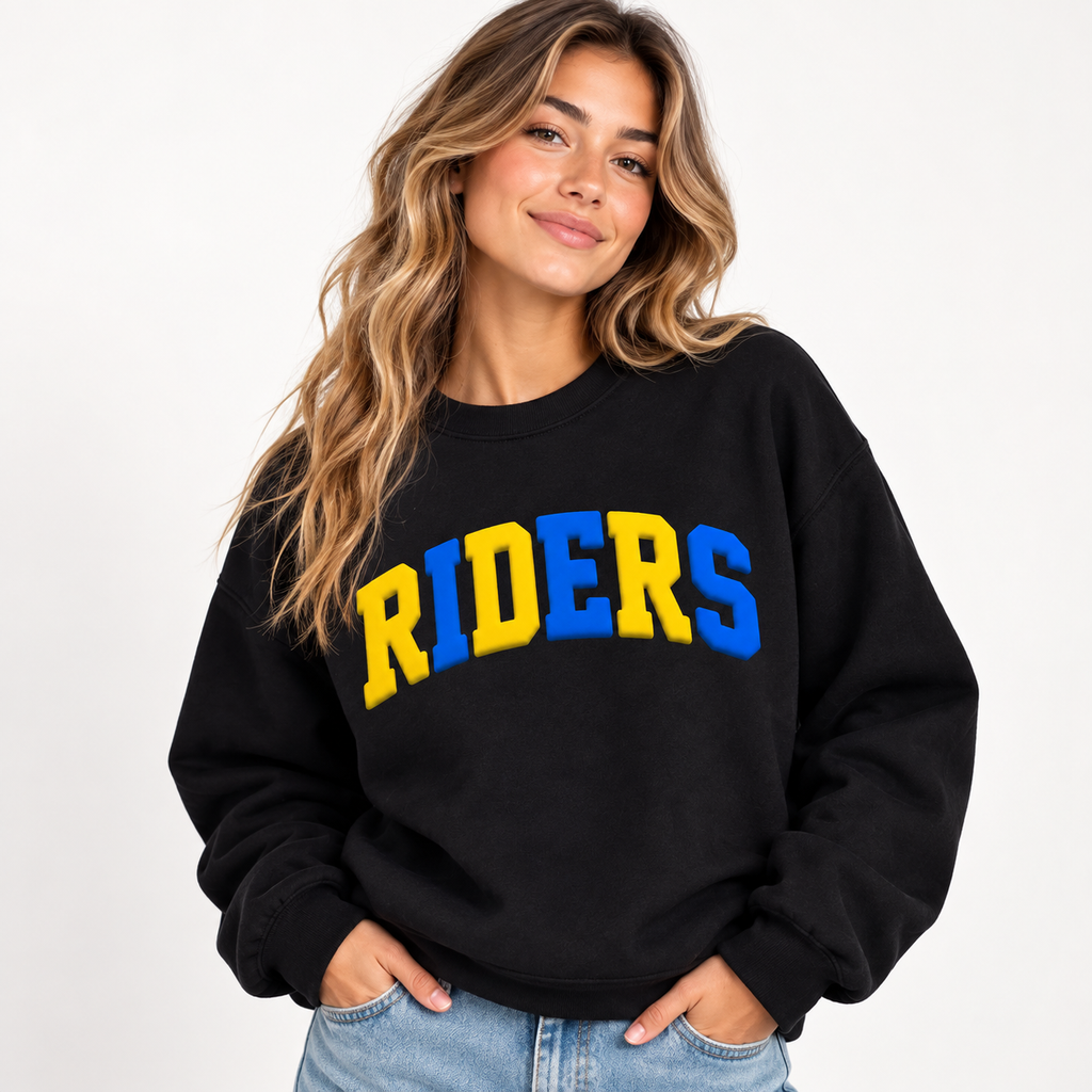 RIDERS Blue Gold Alternating Puff Crewneck Sweatshirt