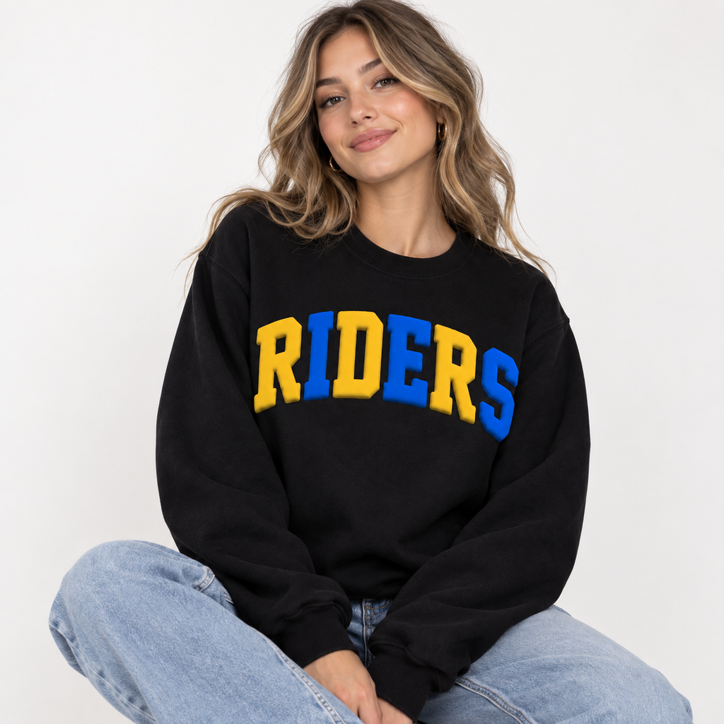 RIDERS Blue Gold Alternating Puff Crewneck Sweatshirt