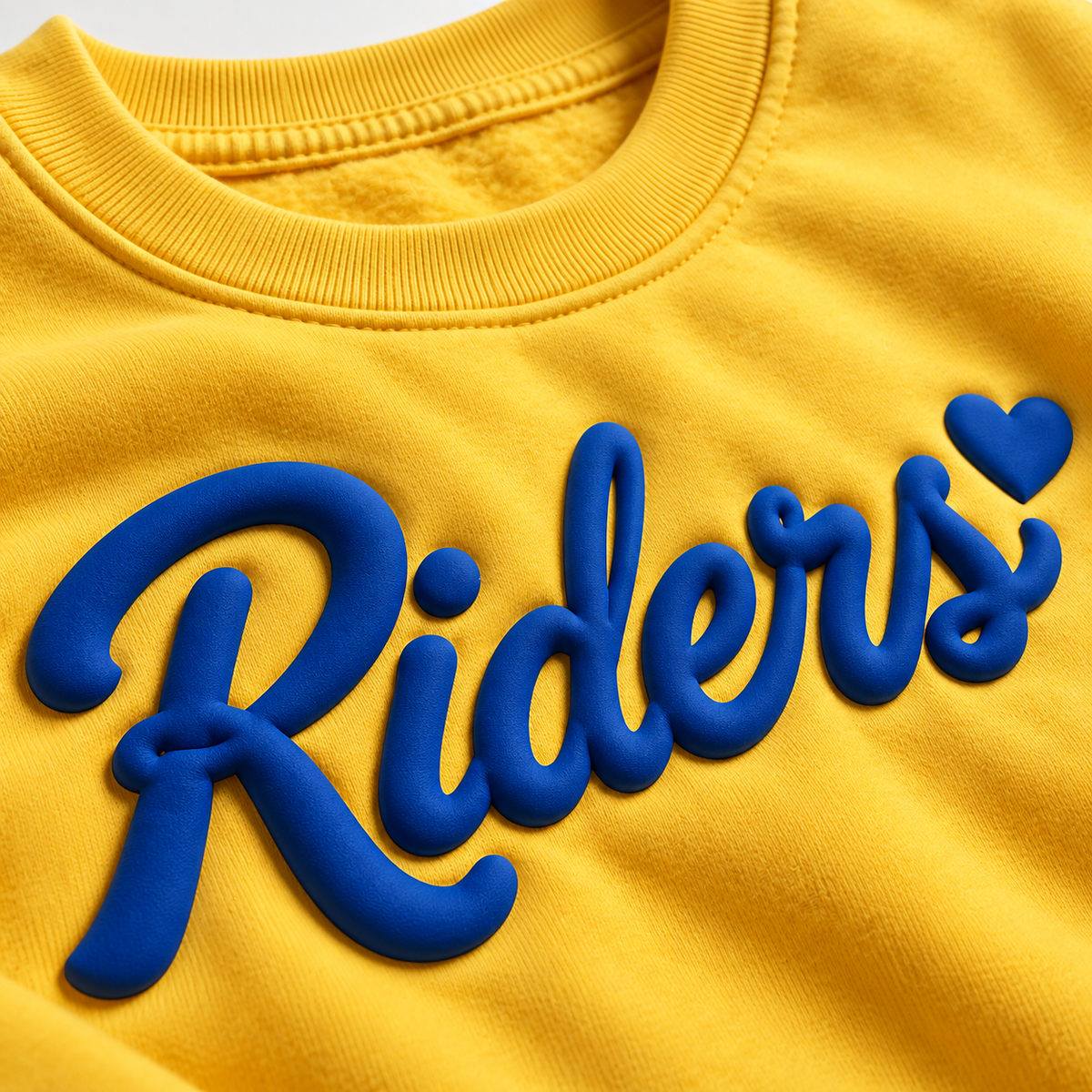 Riders Heart Puff Crewneck Sweatshirt Gold