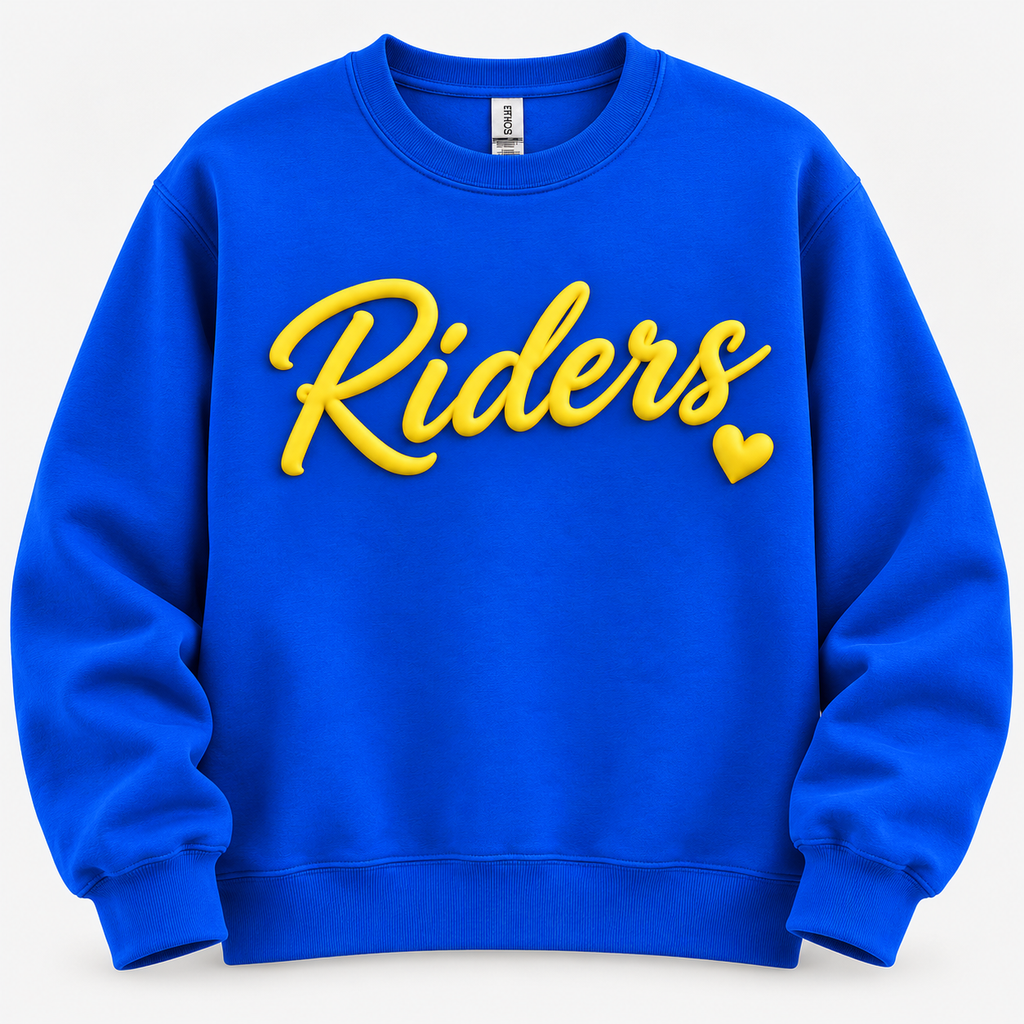Riders Heart Puff Crewneck Sweatshirt Blue