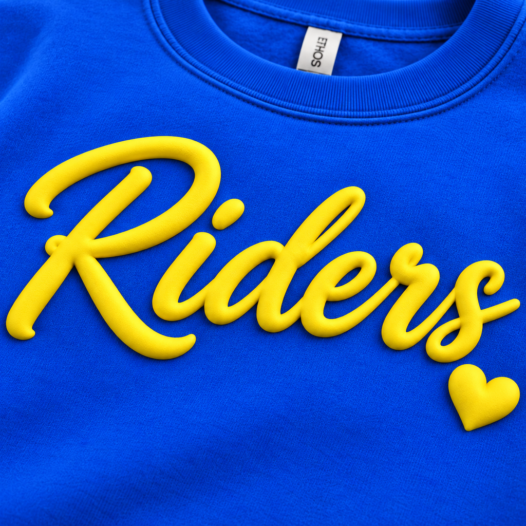 Riders Heart Puff Crewneck Sweatshirt Blue