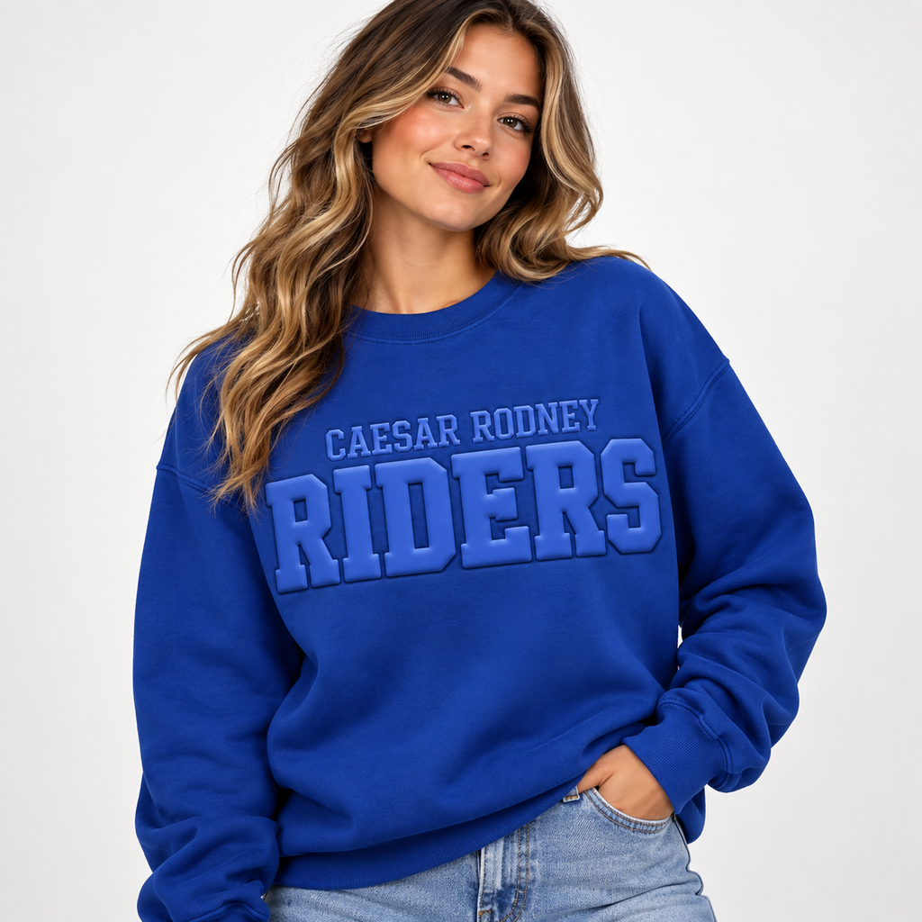 Caesar Rodney RIDERS Puff Crewneck Sweatshirt Blue